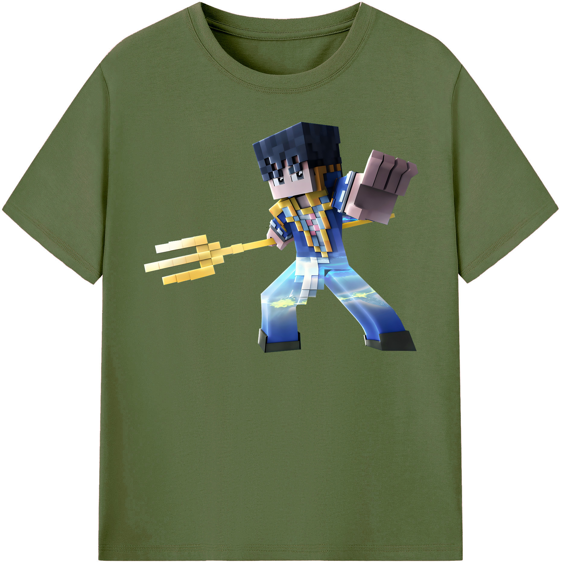 （画像用） マインクラフト ブロックの世界 Minecraft MC Block world 綿100％半袖Tシャツ（フロントプリント）